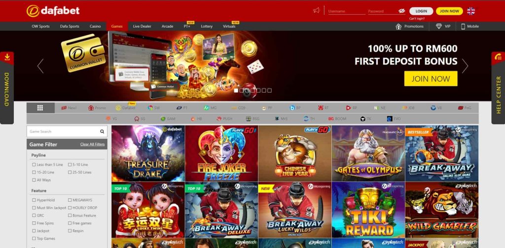dafabet-available-games-slot-games